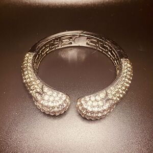 Joan Boyce Hematitetone "kissable" Pave Clear Crystal Cuff
